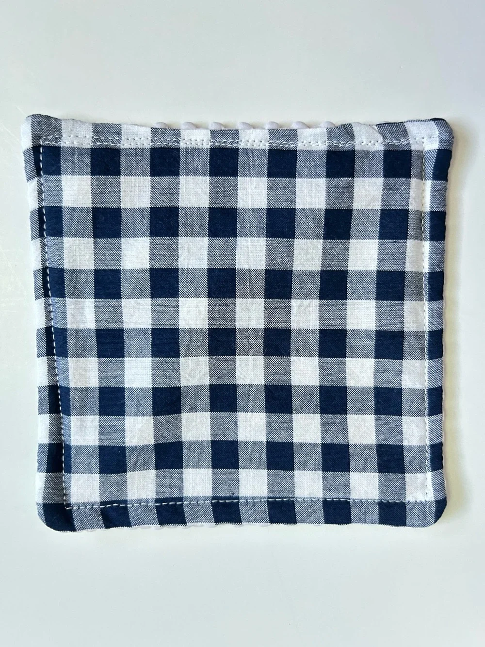 Hand Crafted Navy Blue Gingham Non Slip Jar Gripper Opens Hard to Turn Jars